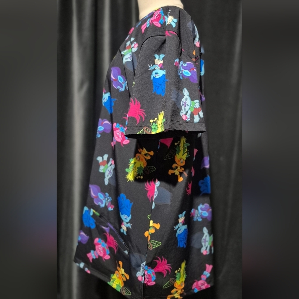 Trolls Scrub - Black with Colorful Characters - Picture 2 of 3